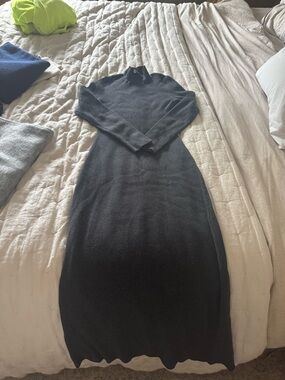 Sezane Charcoal gray Long Sleeve Turtleneck Knit Dress